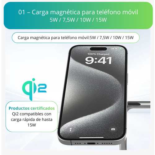 Estación de Carga Inalámbrica 3 en 1 Qi2