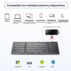 Teclado Mini Inalámbrico Plegable 3 en 1 con Panel Táctil