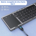 Teclado Mini Inalámbrico Plegable 3 en 1 con Panel Táctil